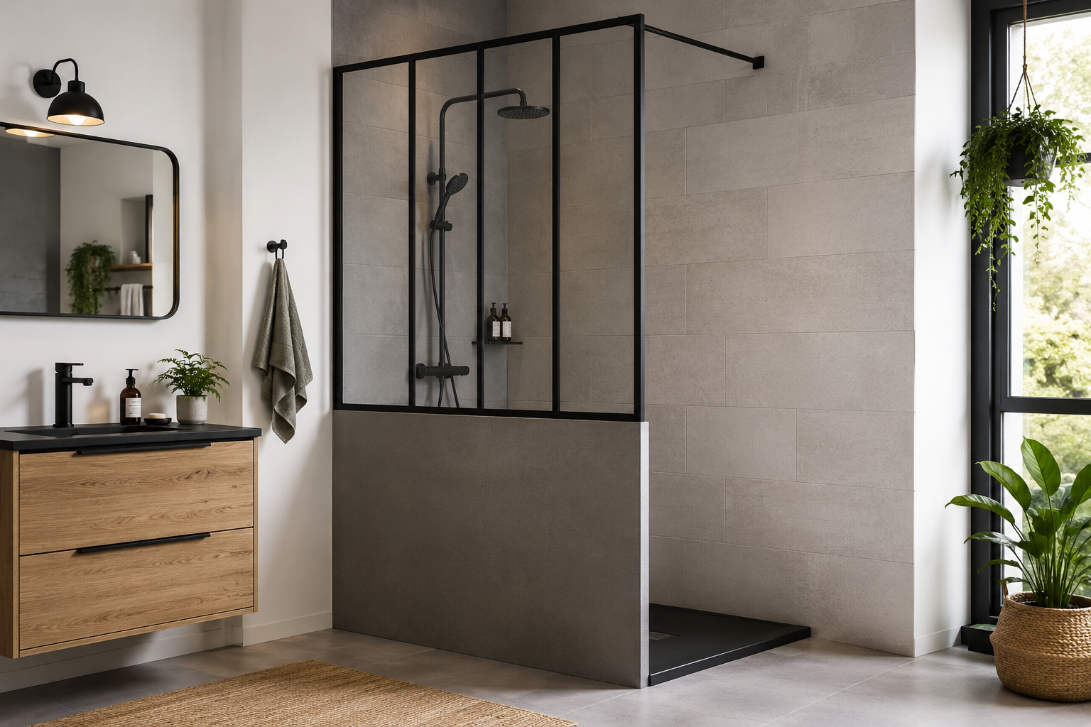 Demi paroi de douche verrière