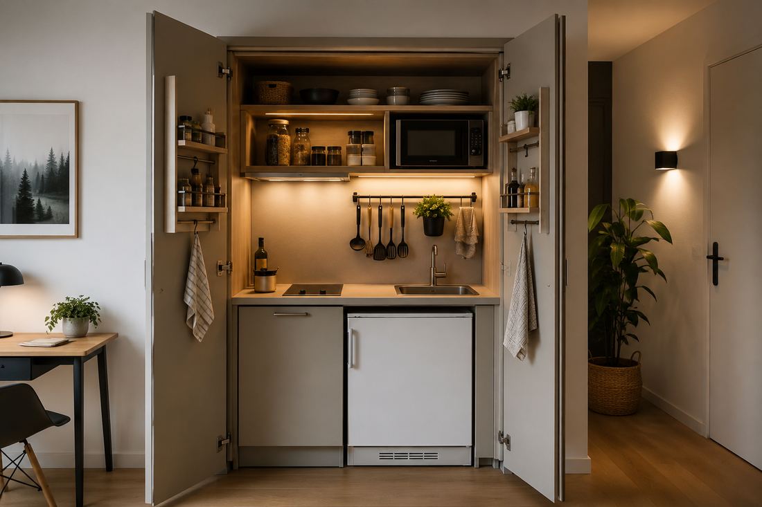 Mini cuisine intégrée dans un placard : la solution gain de place